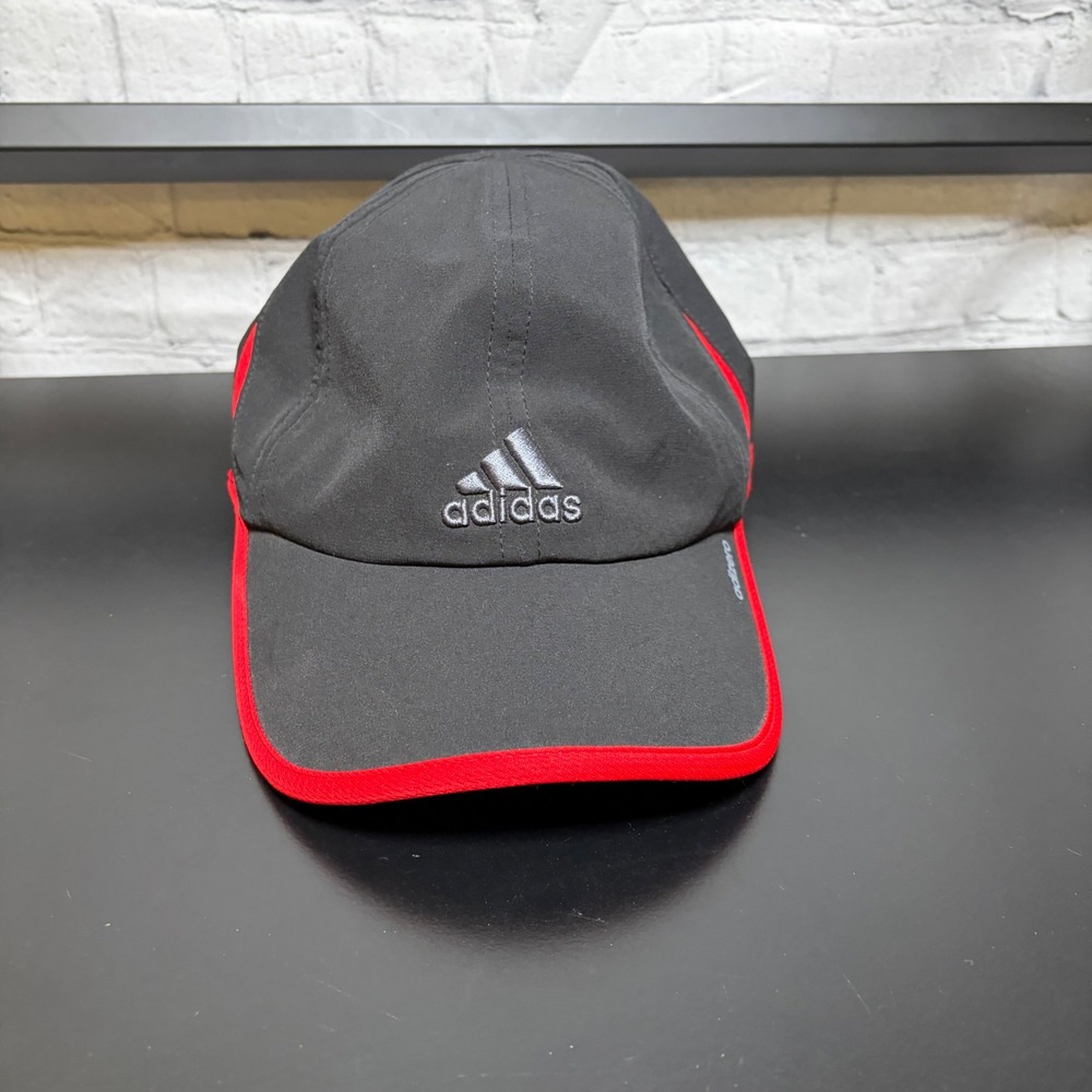 Adidas Adizero ClimaCool Running Hat Black Red Reflective Adjustable Cap